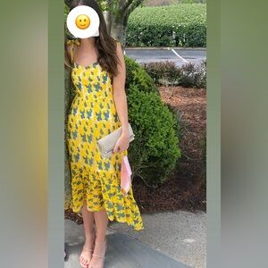 Dress the Population Small Canary Multi High Low Wren Dress Tie Strap